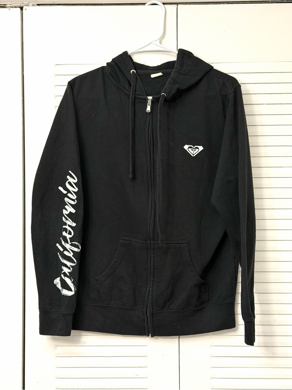 Vintage Retro Y2K Women’s Roxy Black California Zip-Up Hoodie S/M